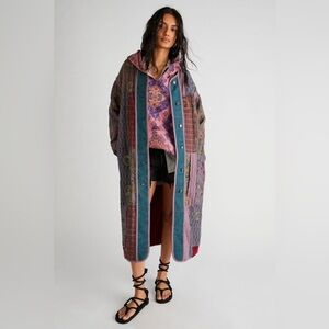 Free People Rolling Thunder coat patchwork